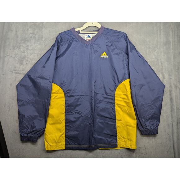 Vintage Adidas Windbreaker Pullover Track Jacket - Men's XL - Blue & Yellow - Picture 1 of 10